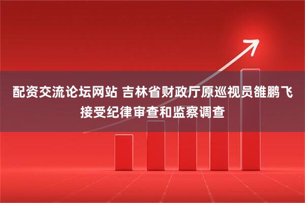 配资交流论坛网站 吉林省财政厅原巡视员雒鹏飞接受纪律审查和监察调查